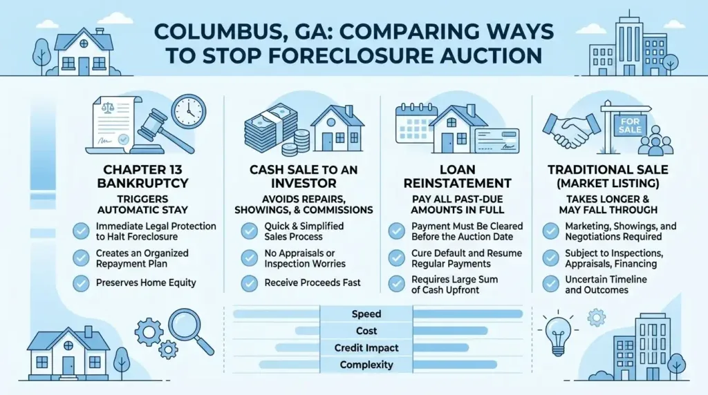 Can You Stop a Foreclosure Auction in Georgia? Columbus - Comparing ways to stop a foreclosure auction